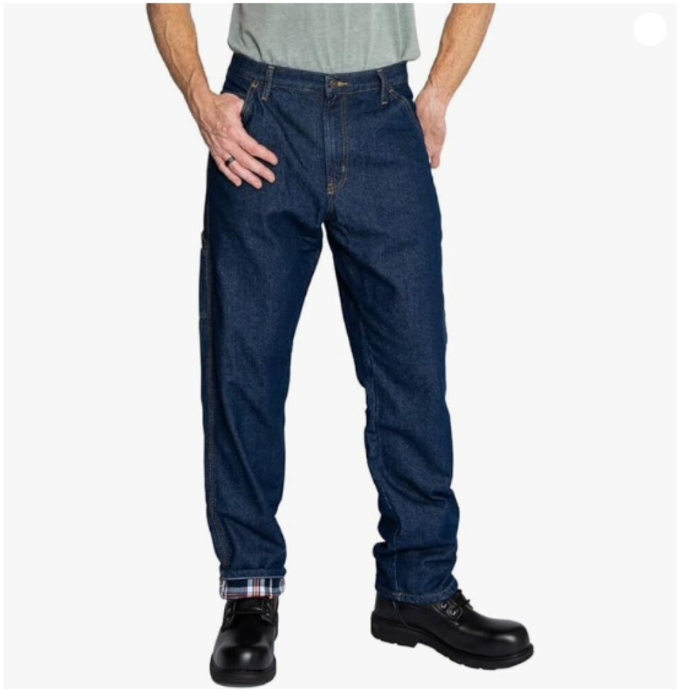 FULL BLUE Carpenter Flannel Lined Denim Jeans, Relaxed Fit,  34W X 30L